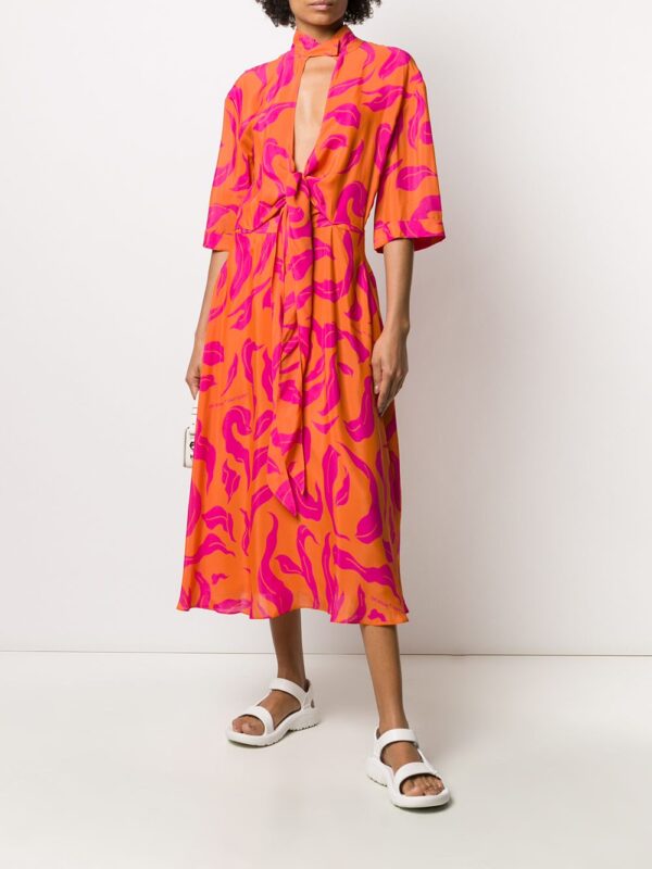 Off-White leaf print plung dress - Image 3