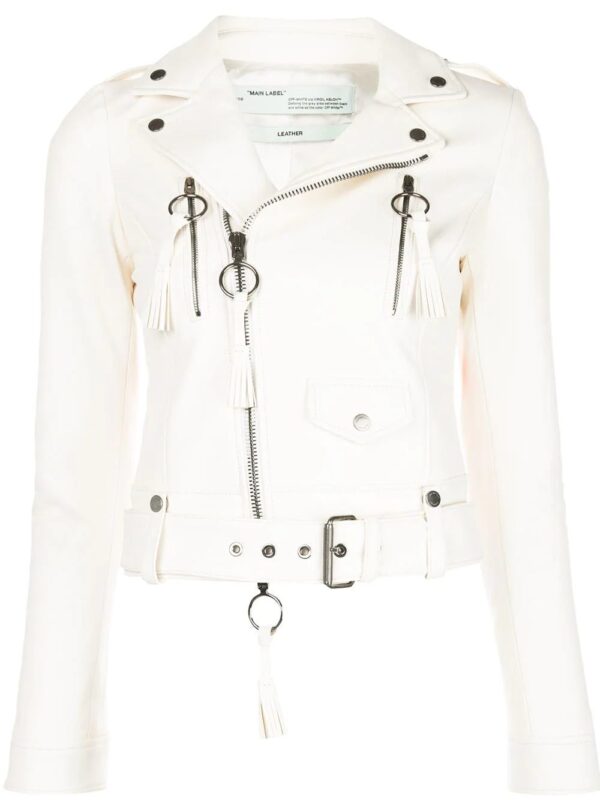 Off-White  fringe details biker jacket