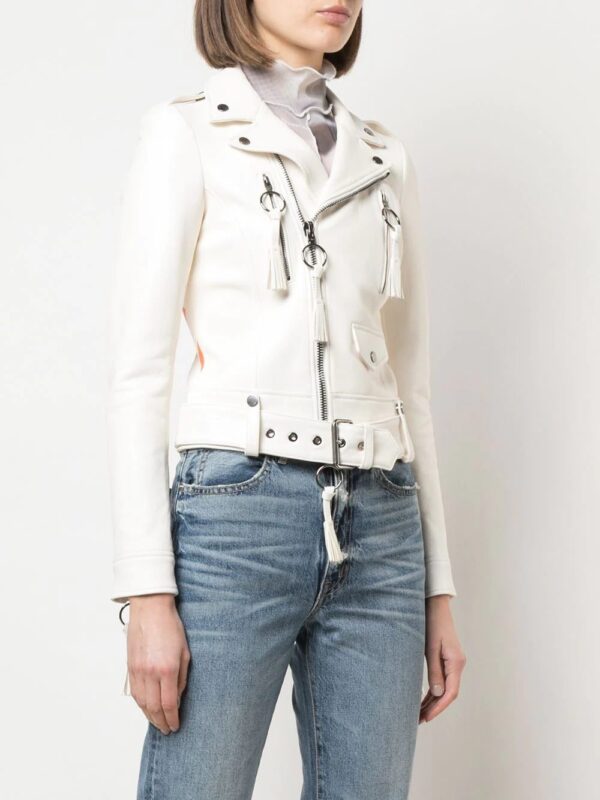 Off-White  fringe details biker jacket - Image 3