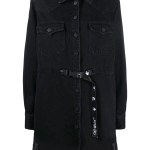 Off-White  frayed Industrial belted denim dress