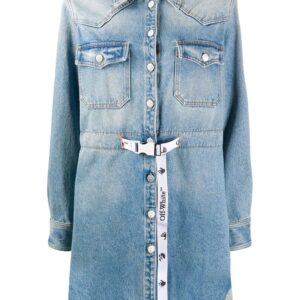 Off-White  frayed Industrial belted denim dress