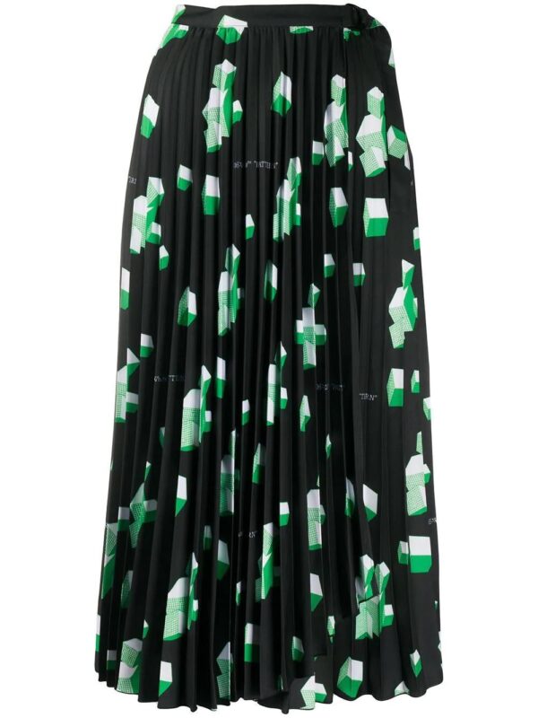 Off-White  geometric-print pleated skirt