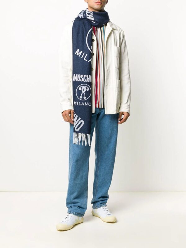 Moschino  logo woven scarf with tassels - Image 2
