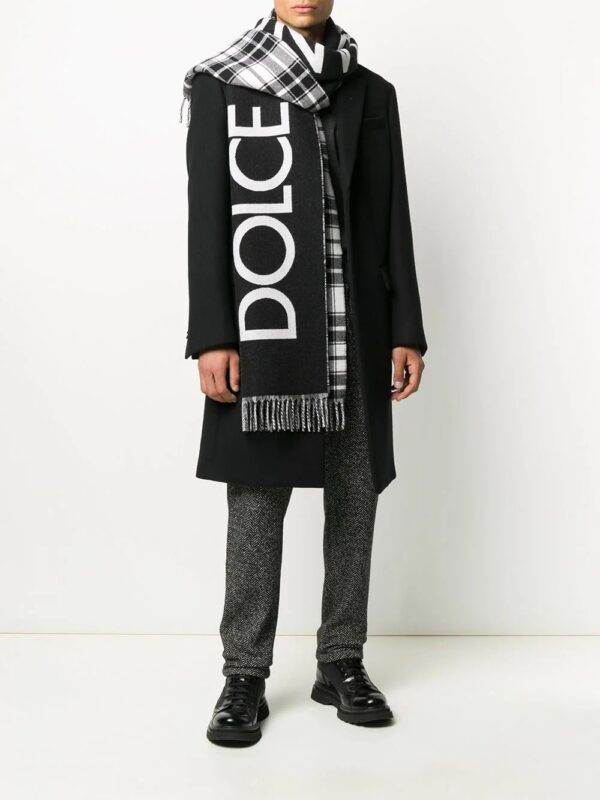 Dolce & Gabbana  reversible logo cashmere-wool blend scarf with check print - Image 2
