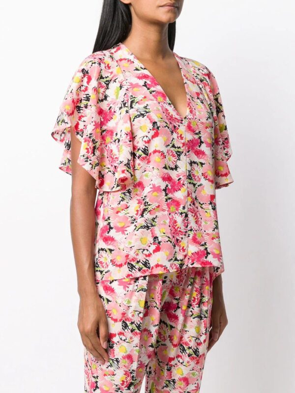 Stella McCartney  floral-print flounce-sleeve blouse - Image 3