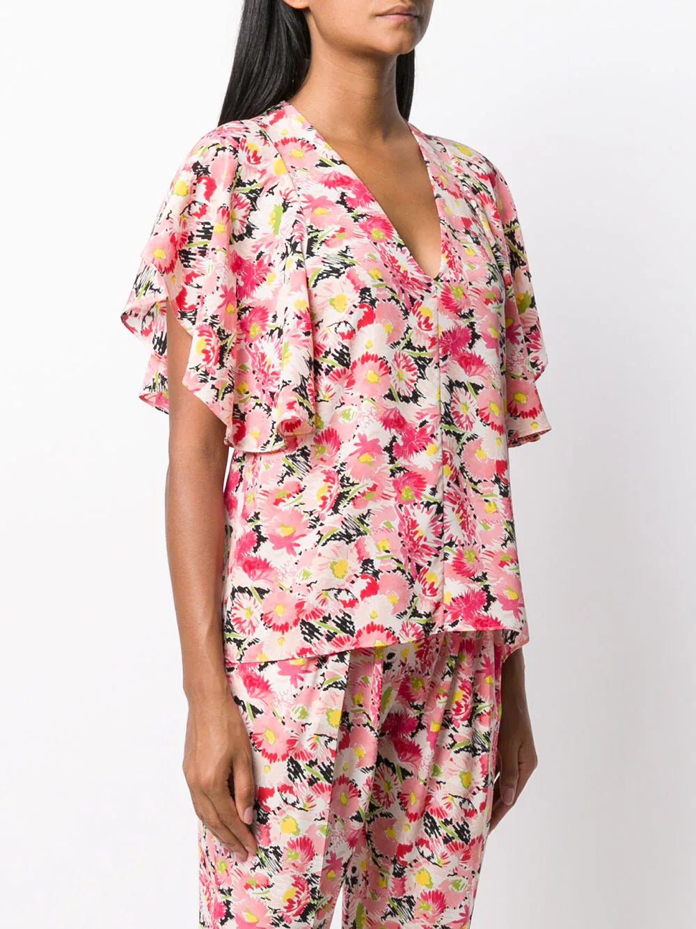 Stella McCartney  floral-print flounce-sleeve blouse - Image 3