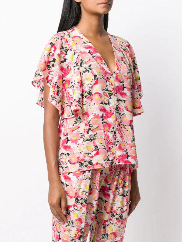 Stella McCartney  floral-print flounce-sleeve blouse - Image 3