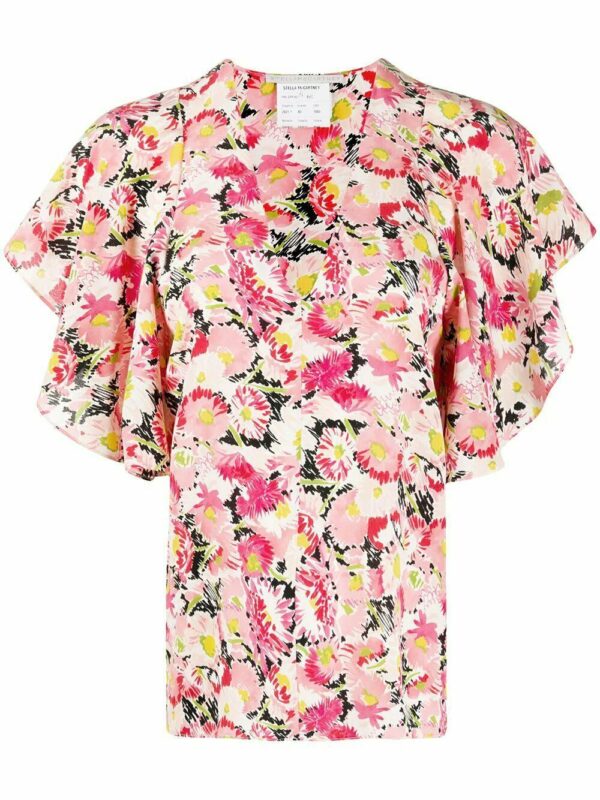 Stella McCartney  floral-print flounce-sleeve blouse