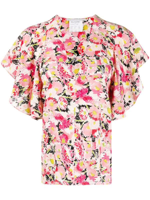 Stella McCartney  floral-print flounce-sleeve blouse