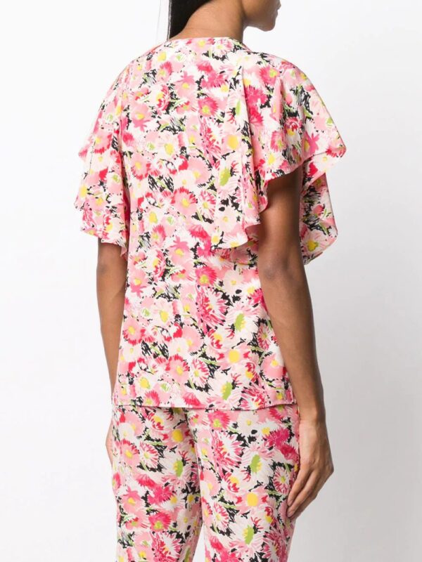 Stella McCartney  floral-print flounce-sleeve blouse - Image 4