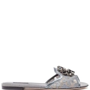 Dolce & Gabbana  crystal-flower lace slides