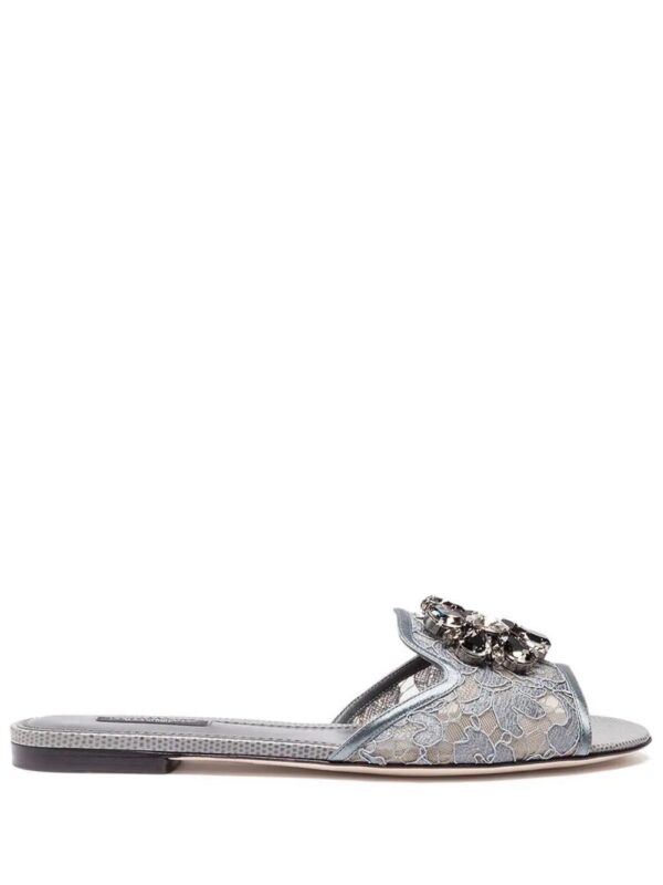 Dolce & Gabbana  crystal-flower lace slides