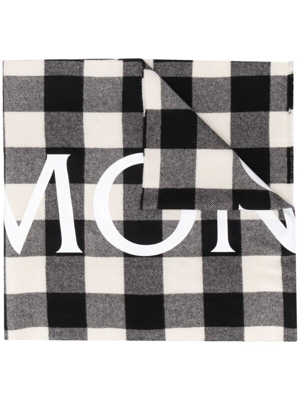 Moncler  logo print checked scarf