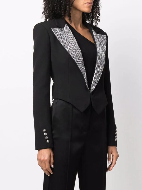 Philipp Plein  crystal-embellished cropped blazer - Image 3