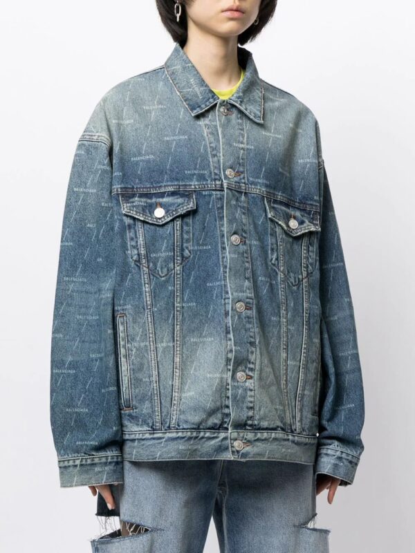 Balenciaga  logo-print denim jacket - Image 3