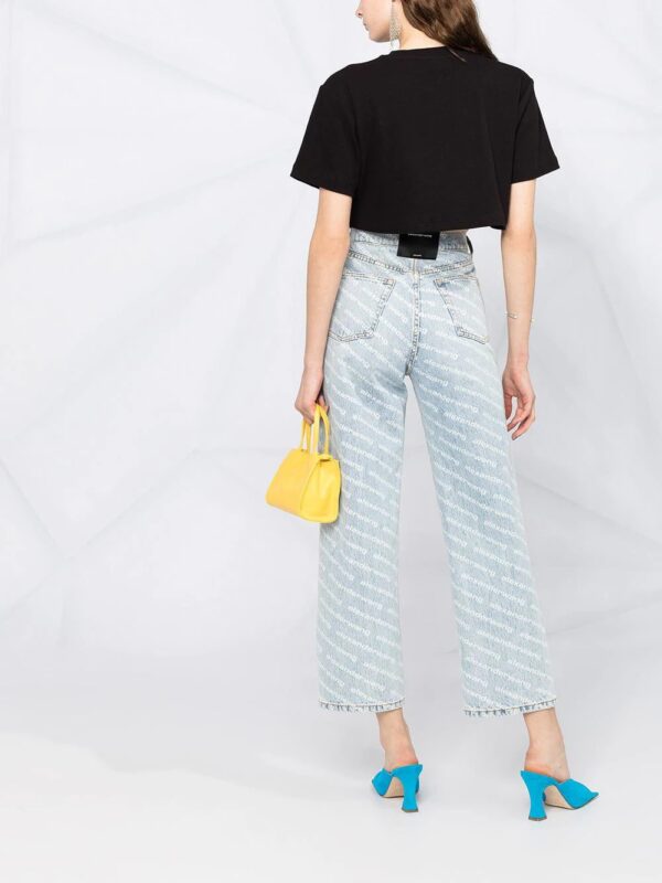 Off-White  logo-print cropped rib T-shirt - Image 4