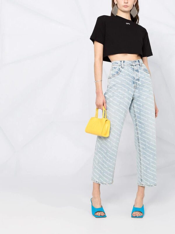 Off-White  logo-print cropped rib T-shirt - Image 2