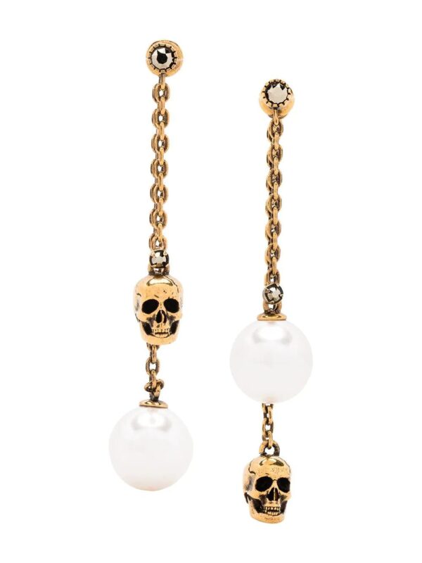 Alexander McQueen  pearl-embellished skull pendant earrings
