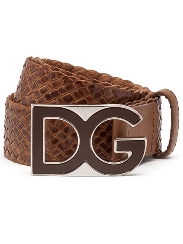 Dolce & gabbana woven logo-plaque belt