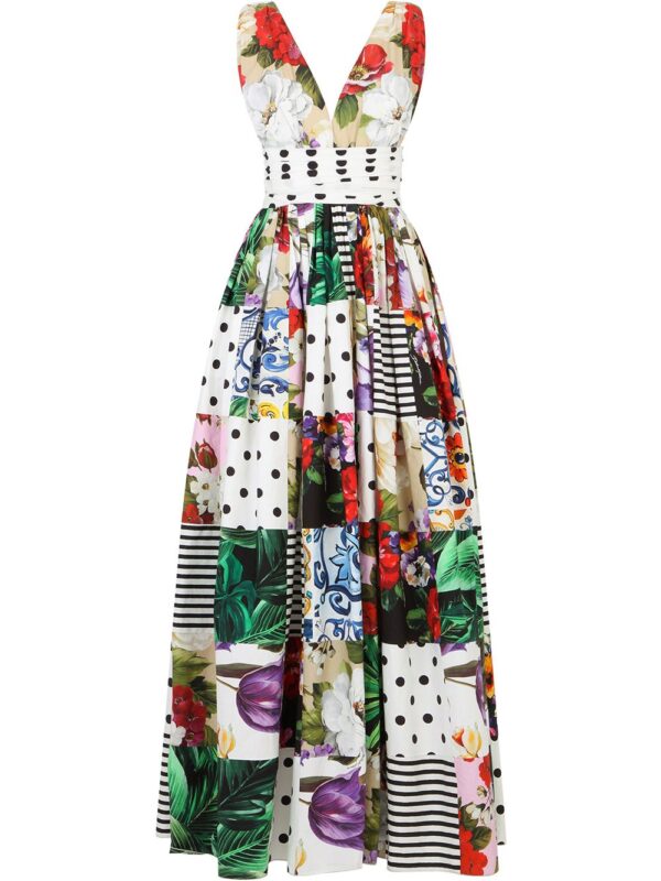 Dolce & Gabbana mix print long dress