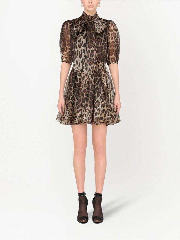 Dolce & Gabbana  leopard-print pussybow dress - Image 3