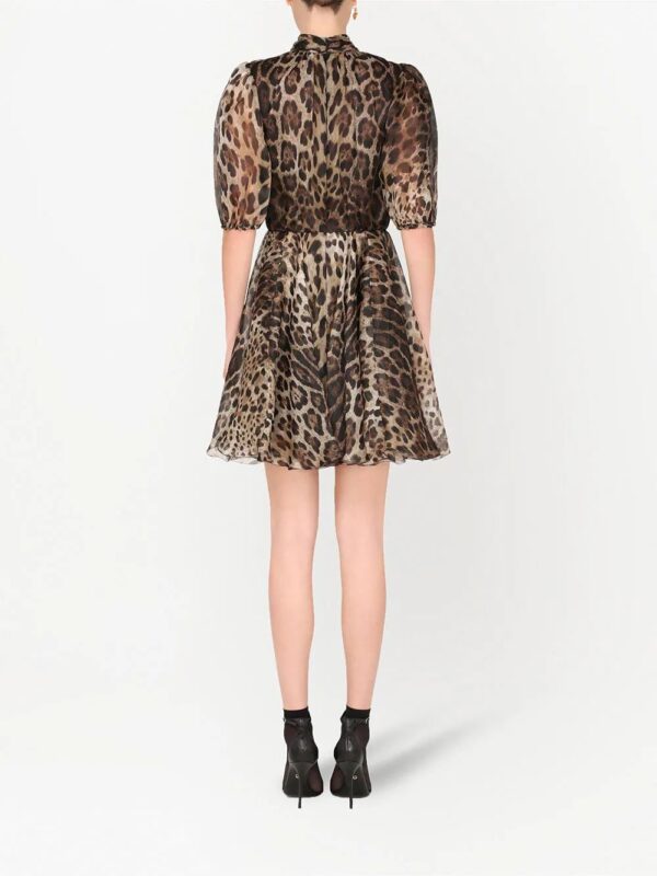 Dolce & Gabbana  leopard-print pussybow dress - Image 4