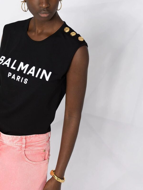 Balmain  button-detailed T-shirt - Image 3