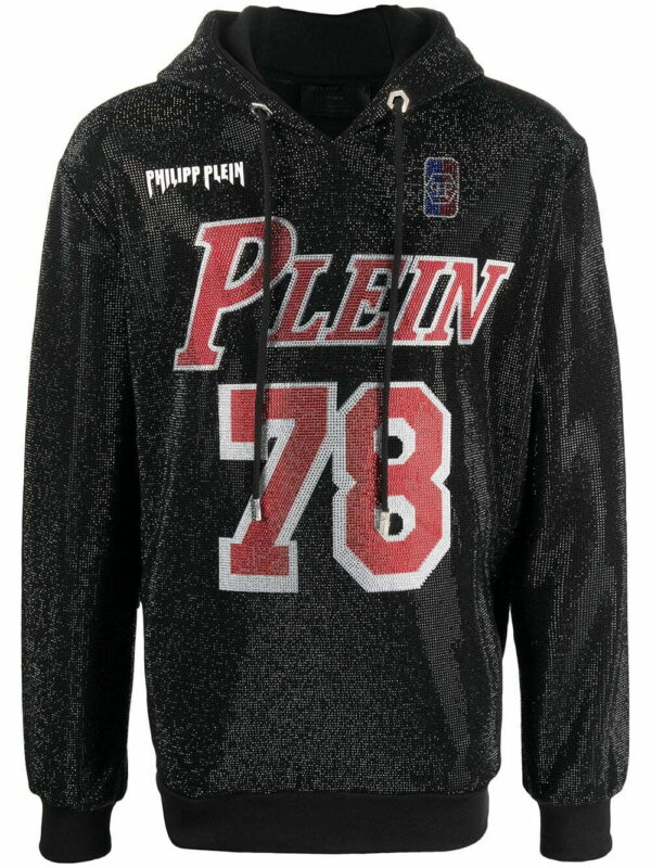 Philipp Plein  Crystal logo rib-trimmed hoodie