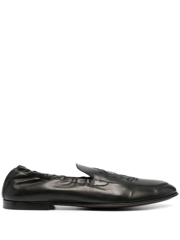 Dolce & Gabbana  logo-embroidered leather loafers