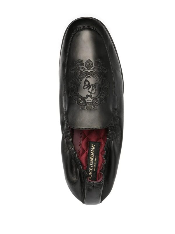 Dolce & Gabbana  logo-embroidered leather loafers - Image 4