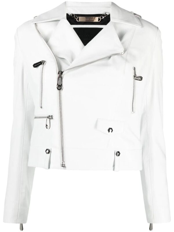 Philipp Plein  cropped leather biker jacket