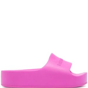 Balenciaga  logo-debossed flatform slides