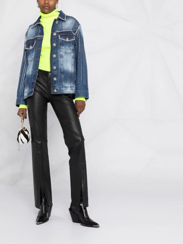 Philipp Plein  crystal-embellished denim jacket - Image 4