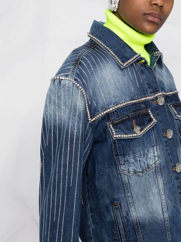 Philipp Plein  crystal-embellished denim jacket - Image 3