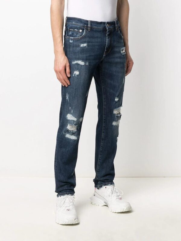 Dolce & Gabbana  embossed logo ripped slim-fit jeans - Image 3
