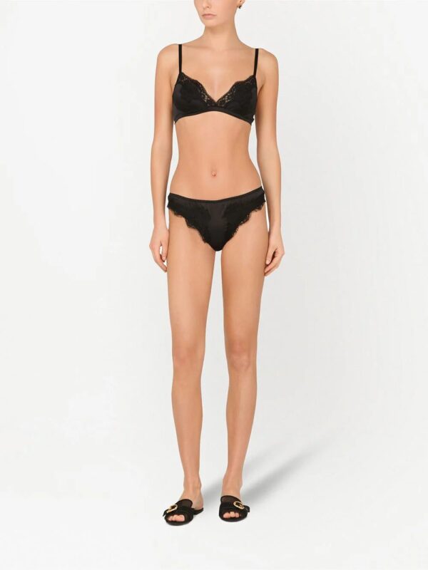 Dolce & Gabbana  lace-trim satin thong - Image 2