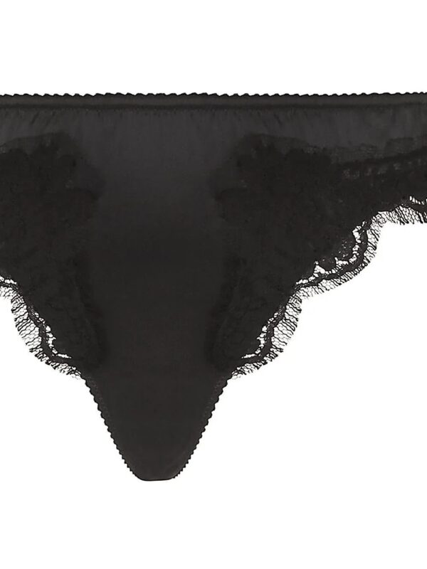Dolce & Gabbana  lace-trim satin thong - Image 4