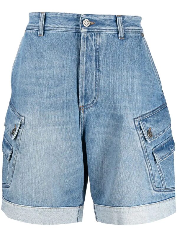 Balmain  embroidered-logo denim shorts