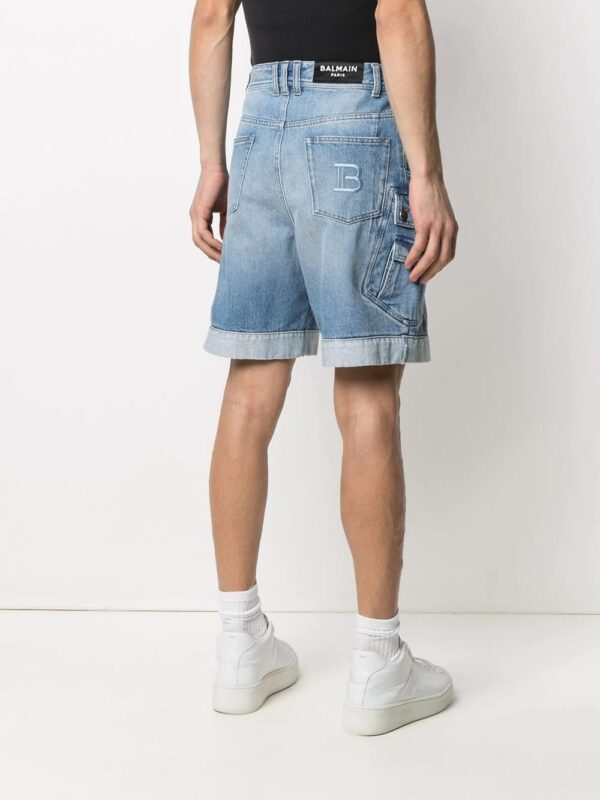 Balmain  embroidered-logo denim shorts - Image 4