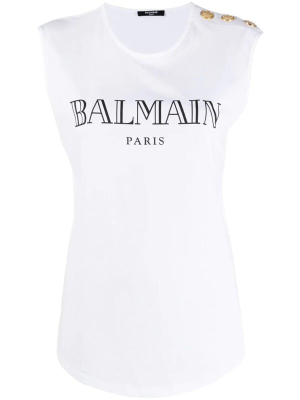 Balmain  logo print tank top.
