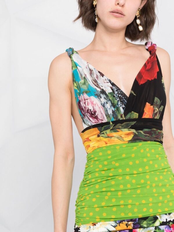 Dolce & Gabbana patchwork fitted mini dress - Image 4
