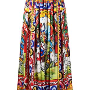 Dolce & Gabbana  Carretto-print twill midi skirt