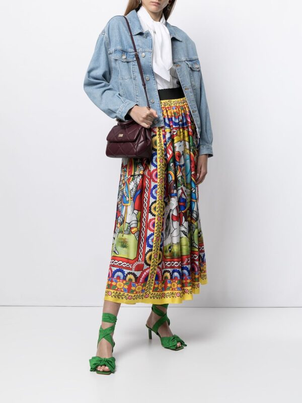 Dolce & Gabbana  Carretto-print twill midi skirt - Image 2