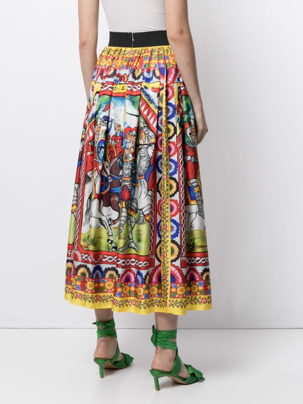 Dolce & Gabbana  Carretto-print twill midi skirt - Image 4