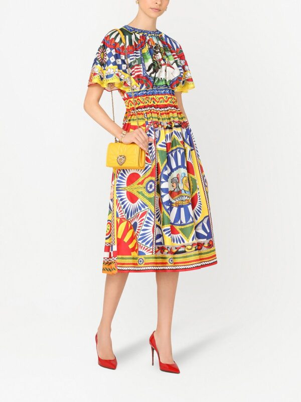 Dolce & Gabbana Carretto-print silk midi dress - Image 2