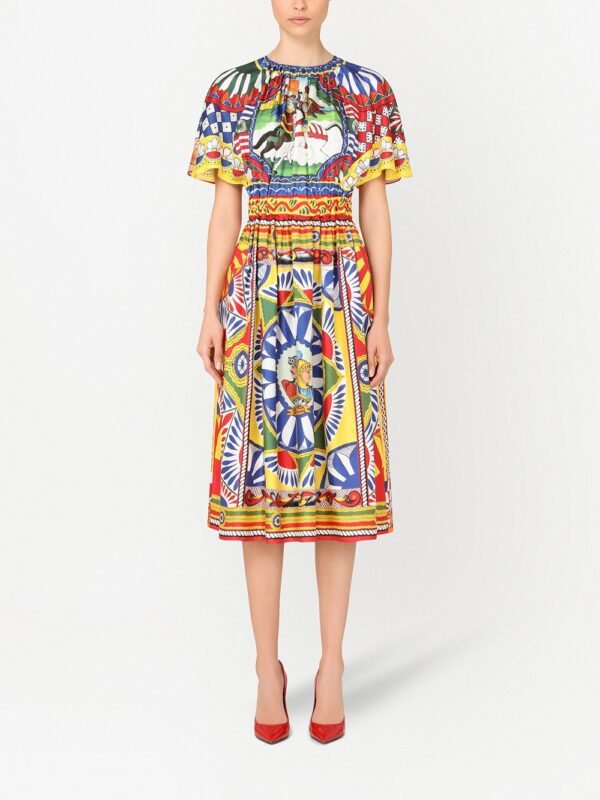 Dolce & Gabbana Carretto-print silk midi dress - Image 4
