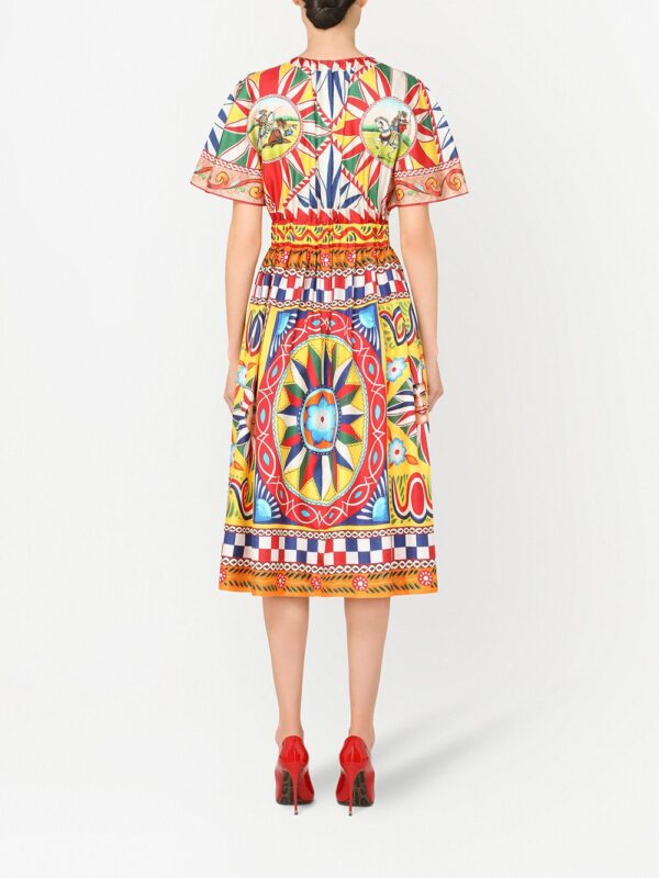 Dolce & Gabbana Carretto-print silk midi dress - Image 3