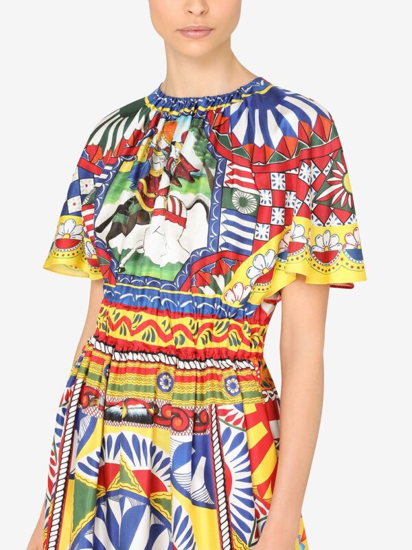 Dolce & Gabbana Carretto-print silk midi dress - Image 6