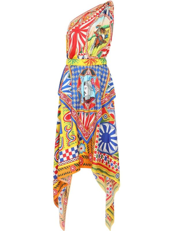 Dolce & Gabbana  graphic-print one-shoulder dress