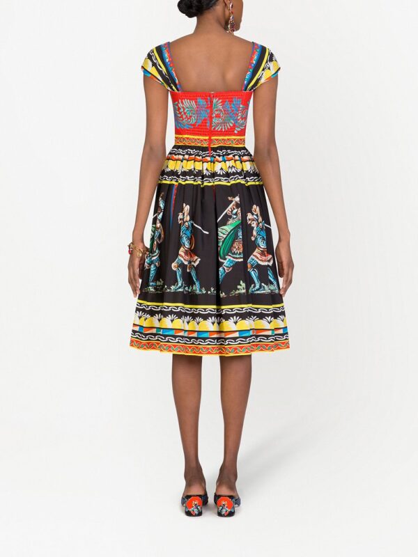 Dolce & Gabbana Carretto-print bustier midi dress - Image 3
